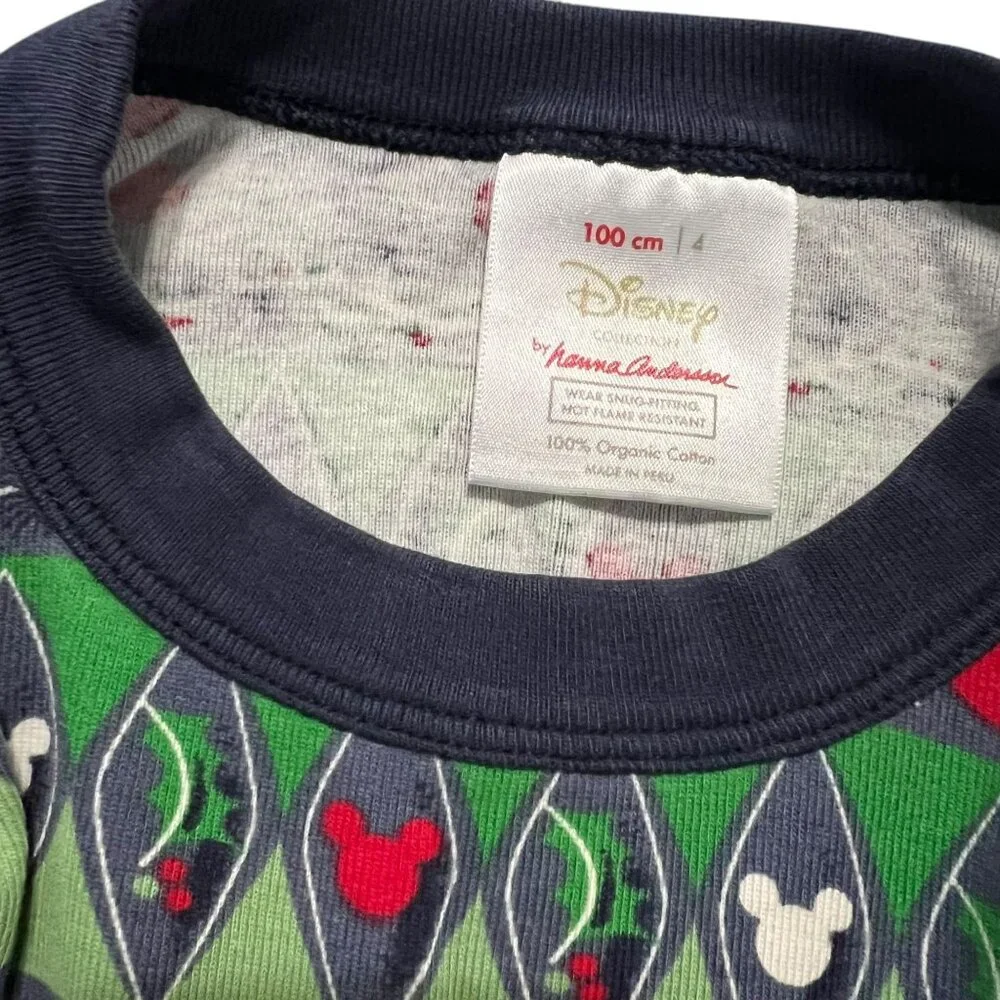 Hanna Andersson + Disney Sz 100 (4Y) Mickey Mouse Fair Isle Christmas Pajamas